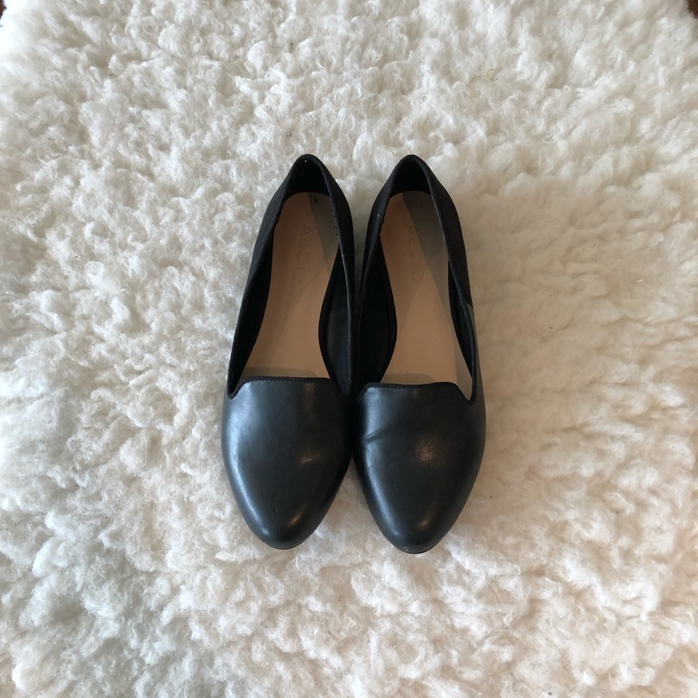 ALDO Black Leather Loafers Size 7